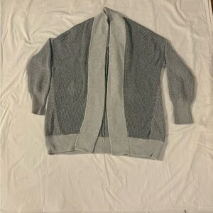 Gray and Cream Open Front Cardigan